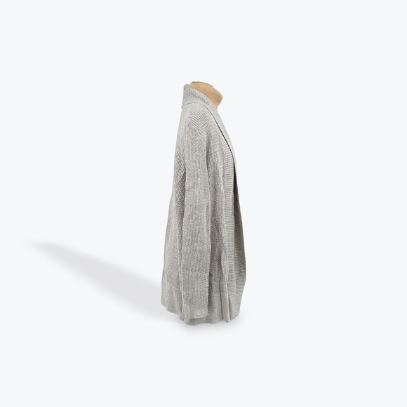 LOFT Women's Light Gray Textured Knit Open Front Cardigan Sweater Size S - Picture 6 of 6